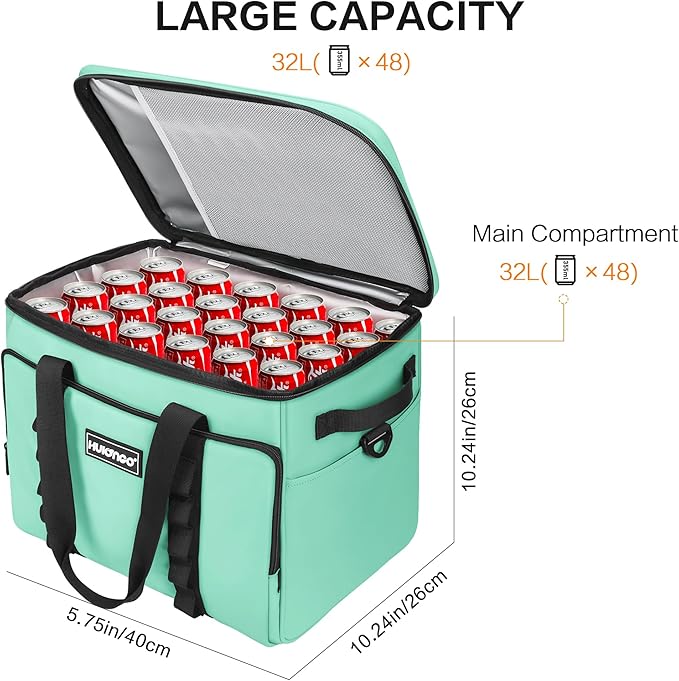 Soft Insulated Cooler Bag Collapsible Large Travel Coolers Soft Sided Coolers Ice Chest, Leakproof, Waterproof