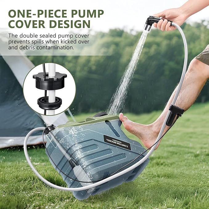 SPACEREST Portable Shower for Camping with Integrated Design – Spill-Resistant, Electric Camping Shower, 5-Gallon Food-Grade Water Jug for Outdoor, Beach, Hiking, Dog Wash