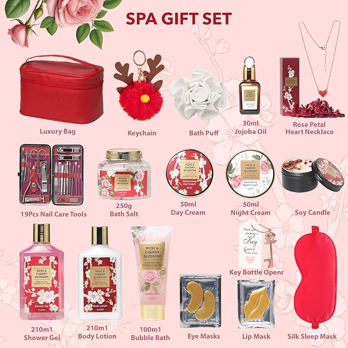Gifts for Women - 36Pcs Rose Bath and Body Gift Set, Spa Gift Set for Women, Beauty Care Kit | Gift for Christmas, Birthday, Mothers Day, Valentines Day Gifts for Her Wife Perfect for Travel
