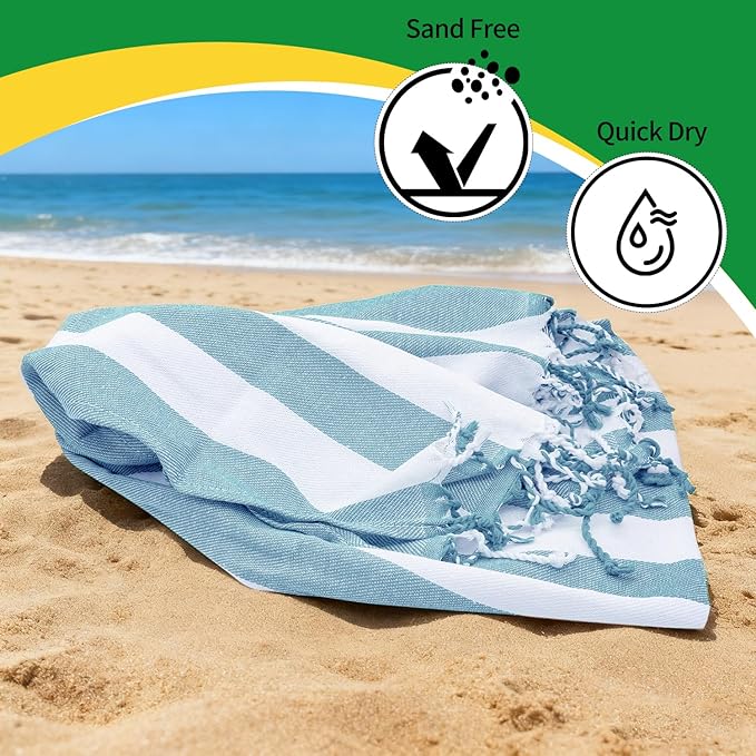 12 Pack Turkish Beach Towel 36"x71" Extra Large Beach Towels Sand Free Bath Towels Adults Lightweight Quick Dry Pool Towels Blue