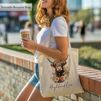 Aesthetic Canvas Tote Bag, Cute Reusable Bags for Women with Inner Pocket