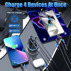 Car Charger USB C, 78W 4 Port Fast Charging Car Phone Charger Adapter, Dual USB-C & USB-A Cigarette Lighter Adapter with Voltage Display for iPhone 17 16 15 iPad Samsung Android