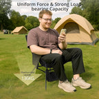 Anbte Extra Height & Width Portable Camping Chair, 400LBS Capacity Compact Folding Chair with Square Frame Quick Setup Storage Bags on Both Sides, Ideal for Camping Hiking Beach Picnic Outdoor, Black