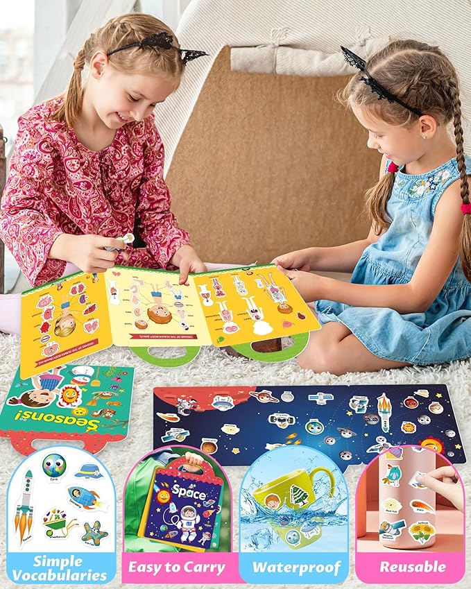 Walenced Reusable Sticker Book for Toddlers, Stickers for Kids, Toddler Sticker Book, Toddler Craft Activities, Toddler Travel Toys Boy Girl Birthday Gifts