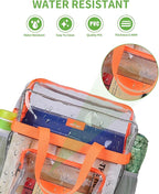 MAY TREE Clear Bag for Stadium Events 12×6×12 Clear Tote Lunch Bag with Reinforced Straps for Work, Sporting Events and Gym, Orange