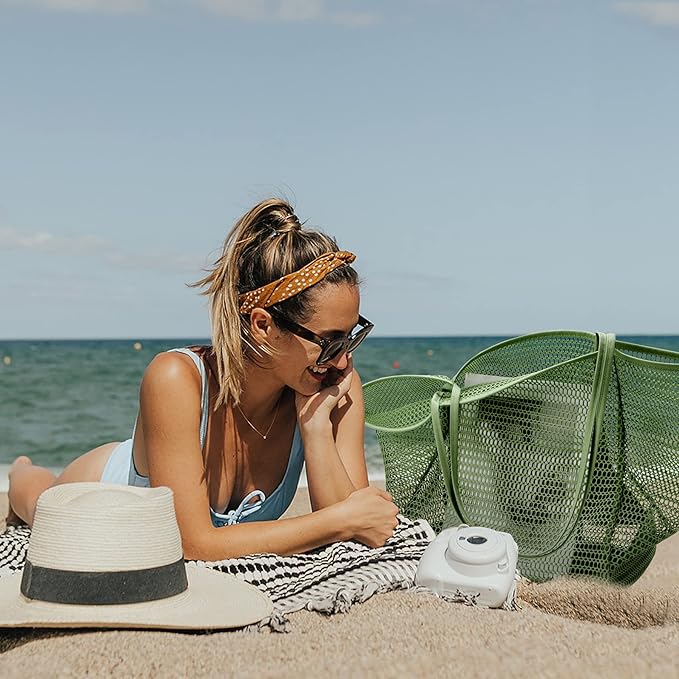 KALIDI Beach Nylon Mesh Tote Bag, Casual Tote Bag Hobo Women Foldable MAX 23L Shoulder Bag For Beach Picnic Vacation