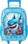 Kids Suitcases for Boys, Cute Shark Luggage Rolling with Wheels, kids carry on luggage for Children Toddler Elementary(Blue)