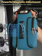 AUPET Magnetic Gym Bag for Men & Women, Small Gym Bag Organizer, Crossbody Magnets Gym Water Bottle Bag Holder Carrier Fits for 18-40oz Owala Yeti Hydro Flask, Workout Pouch for Phone, Keys & Wallet