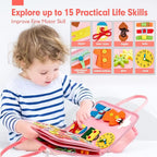 hahaland Toddler Busy Board Montessori Toys for 3 Year Old Girl Gifts, Educational Learning Toys with Life Skills, Alphabet, Number, Shape, Color, Car Ride Airplane Travel Toy Toddlers Girls Busy Book
