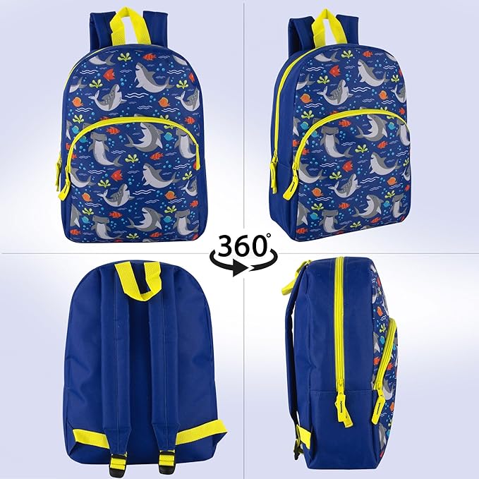 Trail maker 15 Inch Kids Backpacks for Boys & Girls | Preschool, Kindergarten, Elementary School Backpacks with Adjustable, Padded Straps (Seafaring Sharks)