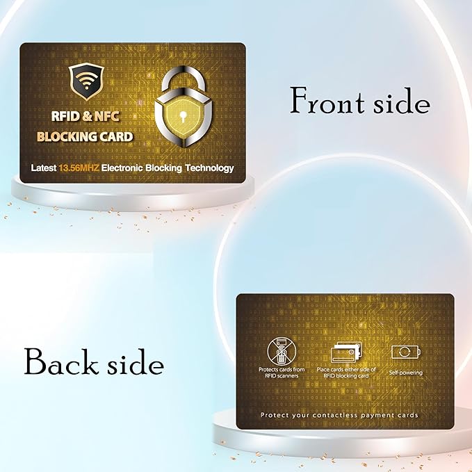 SaiTech IT 5 Pack RFID Blocking Card, Protector for Entire Wallet, Purse, and Debit Credit Cards from NFC Contactless Theft for Men & Women - PL Golden