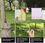 Retractable Travel Clothesline, Portable Clothes Line with Heavy Duty Pulleys & Carabiners, Windproof Clothes Drying Rope for Outdoor Camping, Travel, Indoor Home Use (White, 19 Feet Long)