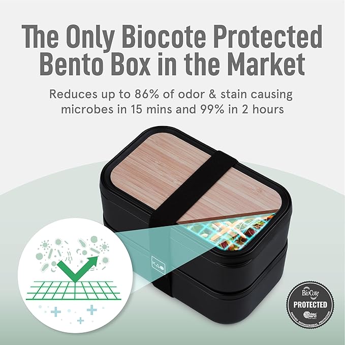 KARRICO Double Premium Bento Box Adult, 67 fl oz BPA-Free - Black Stackable Lunch Box with Leak-Proof Lids & Dividers, Perfect for Meal Prep, Lunches & Portion Control