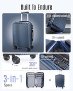 LIGHT FLIGHT Luggage Sets, Durable Hard Shell 3 Piece Set Suitcase with Spinner Wheels, Hardside Lightweight Luggage set with TSA Lock, Large Travel Luggage Set (20" 24" 28"),Coffee Brown