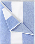 HENBAY Cotton Oversized Beach Towel - Large 70 x 35 Inch Pool Towel, Blue Striped Quick Dry Swimming Cabana Towel