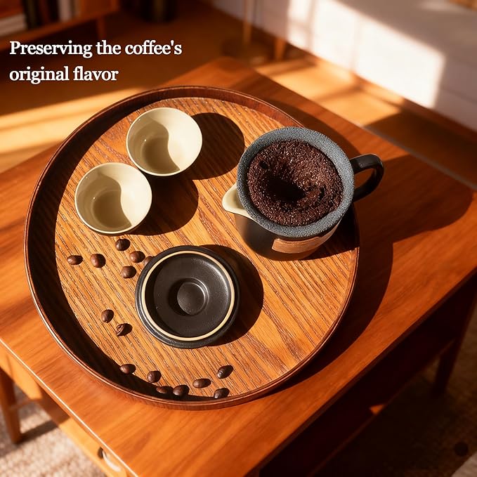 Pour Over Coffee Maker - All-Ceramic Drip Set, Single Serve Coffee Maker with Pour Over Dripper, Reusable Ceramic Filter & Carafe, Portable Travel Drip Kit Valentines Day Gifts for Him