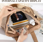 Beach Bags for Women - Straw Bag with Zipper, Soft Woven beach bag, Casual Straw Shoulder Bag for Daily Use