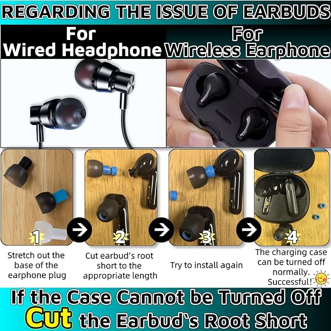 54Pcs Earbud Replacement Tips，Ear Bud Rubber Tips Silicone Earbud Tips Earbud Covers Silicone Tips Headphone Covers for Ears Headphone Ear Covers Replacement (Inner Hole 3.8mm -5.1mm) 27 Pairs S M L