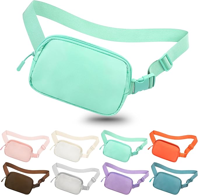 Fanny Pack with Strap Extension for Women and Men Crossbody Bag Belt Bag Bum Bag with Adjustable Strap for Hiking Workout Sports Travel Gifts for Teen Girl Light Green