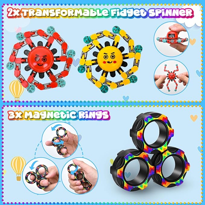 30Pack Fidget Toys Bulk for Adult Kids Age 5-7, 8-12, Sensory Autism Travel Must Have ADHD Autistic Figette Classroom Treasure Prize Box School Must Have Stress Anxiety Easter Basket Stuffers Gifts