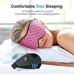 LitBear Breathable Sleep Mask, 3D Eye Mask Sleep for Side Sleepers Women Men, Light Blocking Sleeping Mask with Adjustable Strap, Soft Lightweight Eye Cover for Travel, Night Work, Nap, Office - Pink