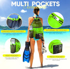 HOHOM Swim Mesh Beach Bag, Waterproof Gym Bags for Women and Men, Large Pool Bag Swimming Gear Drawstring Backpack