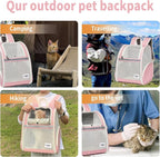 Cat Backpack Carrier for Small Dogs and Medium cat Puppy Kitten Bunny Pet Carrier Backpack Collapsible with Fully Ventilated Mesh with Safety Leash (Pink, 12.9" L x 10.62" W x 15.5" H - M)