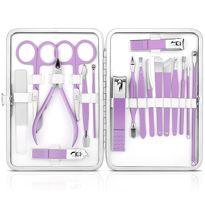 Manicure Set Professional Manicure Pedicure Kit Tools Travel Nail Care Kit Manicure Kit Finger Toe Nail Clippers for Women Travel Grooming Kit Nail Clipper Set Nail Kit with Glass Nail File Women Gift