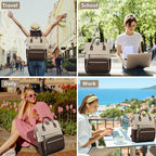 Laptop Backpack Women Work Bag: 15.6 inch Work Bookbag with USB Charging Port Large Travel Backpack Purse for College Nurse Casual Daypack for Teacher Professional Computer Backpack Apricot Coffee