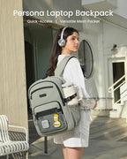 LOVEVOOK Laptop Backpack Women/Men with 40oz Cup Holder Buckle Strap, 15.6 Inch Tech-Ready Work Backpack, TSA-compliant for Travel & College with Versatile Mesh Pocket, Sage Green