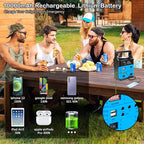 Portable Power Station,Solar Generator with Panels included,LiFePO4 Battery Pack Small Solar Powered Generator with DC/USB Outlets,LED Flashlight for Home Use,Outdoor Camping Quiet(Blue)