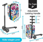 Detachable 4-in-1 Scooter Luggage for Kids – Ride-On Suitcase with Removable Luggage Body, Adjustable Handlebar, Durable Deck & Brake, Carry-On Size – Travel & Play