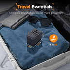 TESSAN Universal Travel Adapter, GaN 65W International Power Adapter with 5 USB Ports (3 USB C), Worldwide Plug Adaptor for US to Europe UK France Germany Spain Australia (Type C G A I), Black