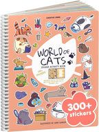 A World of Cats 300+ Kids Sticker Book by Cupkin Toddler Airplane Travel Coloring and Sticker Book, Road Trip Essentials, 8 Coloring Pages 8 Side by Side Scenes for Ages 2–8 Years