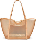 KALIDI Upgrade Version Beach Mesh Tote Bag MAX 27L Large capacity,Shoulder Bag Nylon Hobo Women Casual Foldable Beach Picnic