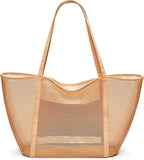 KALIDI Upgrade Version Beach Mesh Tote Bag MAX 27L Large capacity,Shoulder Bag Nylon Hobo Women Casual Foldable Beach Picnic