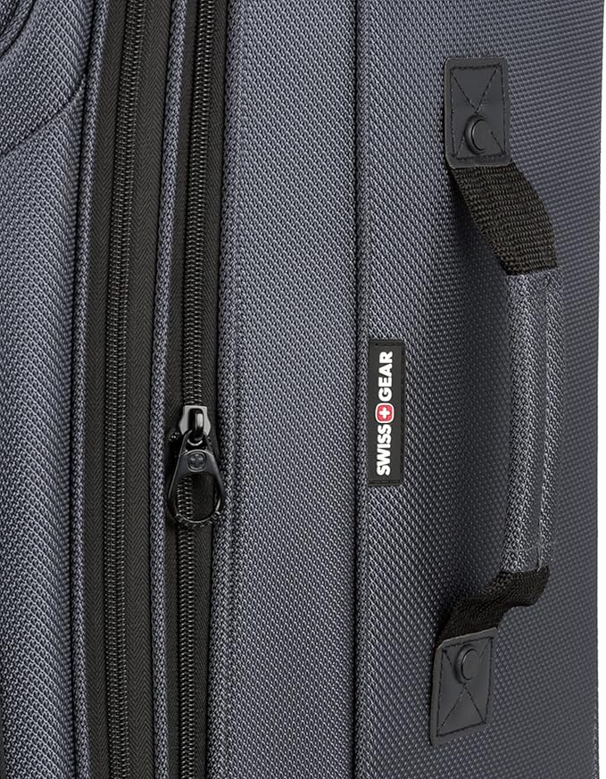 SWISSGEAR Sion Softside Expandable Spinner Luggage Durable Lightweight Travel Suitcase, Dark Grey, 3-Piece Set (21/25/29)