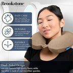 Brookstone Travel Neck Pillow - Lightweight U-Shaped Memory Foam Travel Pillow for Airplane, Car Travels & Sleeping, Khaki