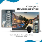 Ceptics Chile, Rome, Italy Travel Plug Adapter Set, Chile plug adapter USB-USB-C 20W PD-QC 18W, 2 Outlet, US to Italy plug adapter for Lybia, Uruguay Includes Type C, L SWadAPt Attachments - PAK-IT