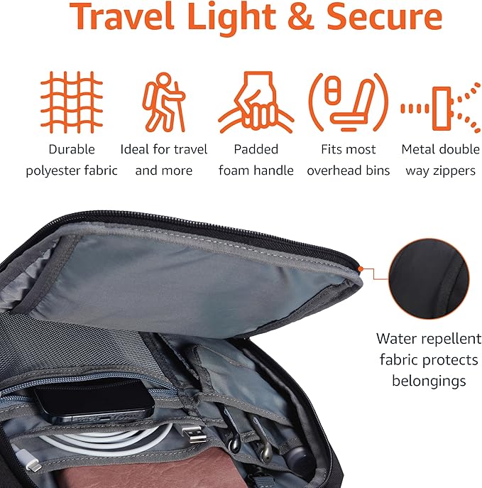 Amazon Basics Travel Laptop Backpack with Multiple Pockets and Compartments for 17 in / 43.1 cm Laptop, Water Resistant, Spacious with Padded Shoulder Straps, Black