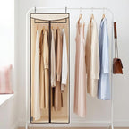 STORAGE MANIAC 57" Long Garment Bags for Hanging Clothes Garment Cover for Closet Storage, Large Hanging Garment Bag for Dresses, Suits, Coats, Zipper Cover with Sealed Clear Window, Beige 2 Pack