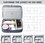 Lanola Travel Cable Organizer Bag, Electronic Accessories Case Portable Double Layer Cable Storage Bag for Cord,phone,Charger, Flash Drive, Phone, SD Card,Personal Items - (Dark Blue)