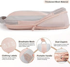 6 Set Compression Packing Cubes for Travel Essentials,Compressible Expandable Packing Cubes for Suitcase,OlarHike Luggage Organizer Bags for Travel,Handy Helper for Organizing Clothes(Beige)