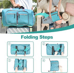 Dimayar 65L Travel Duffle Bag for Men Women - Foldable Duffel Bag with Shoes Compartment - Overnight Bags Waterproof & Tear Resistant(Mint Green)