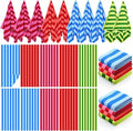 EBOOT 10 Pack Oversized Beach Towel Set Extra Large Pool Towels Microfiber Quick Dry Swim Blanket for Adult Women Men Face Hand Body Bath Travel Pool(Mixed Color,28 x 59 Inch,Fresh Stripe)
