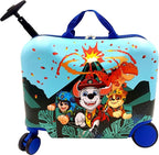 Fast Forward Paw Patrol 2-in-1 Kids 18" Suitcase & Ride-On Luggage - Lightweight Tow-Along Toddler Luggage with Wheels