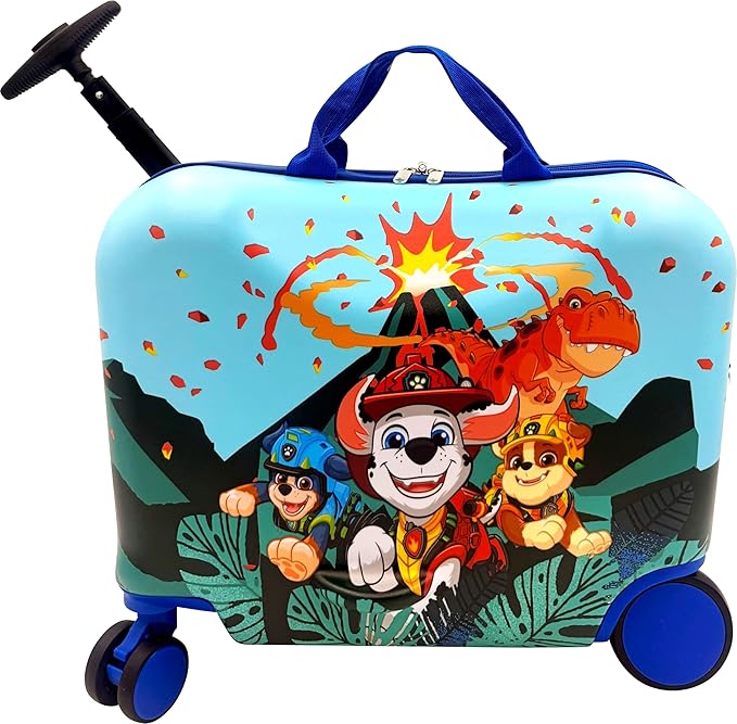 Fast Forward Paw Patrol 2-in-1 Kids 18" Suitcase & Ride-On Luggage - Lightweight Tow-Along Toddler Luggage with Wheels