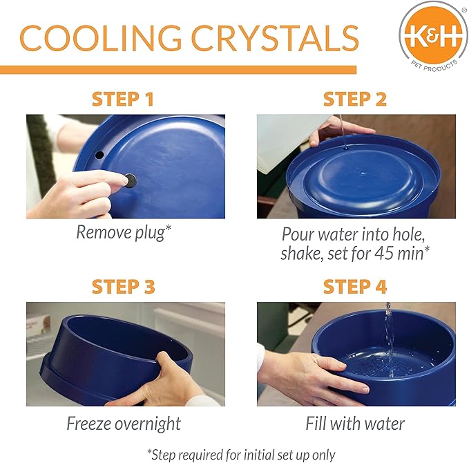 K&H Pet Products Coolin' Dog Water Bowl, Summer Cooling Water Bowl for Small, Medium & Large Dogs & Cats, Indoor Outdoor Insulated Ice Cold Pet Dish to Keep Pets Hydrated - 96 Ounces Chill Blue