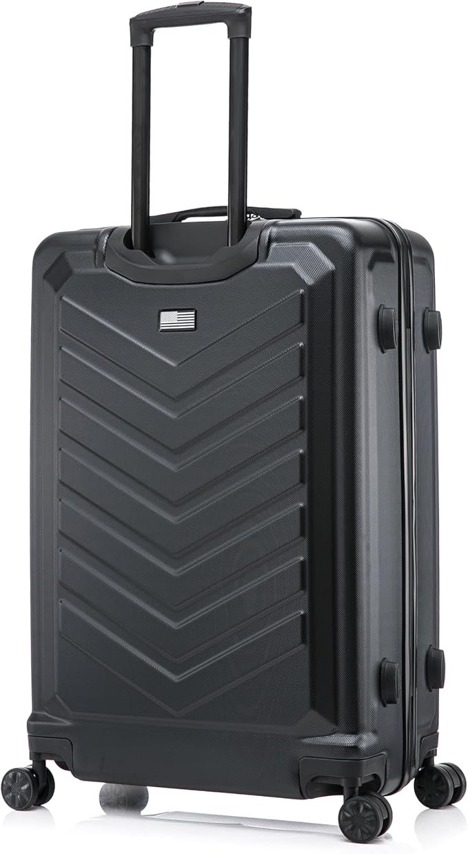 US ARMY Fox 28 inch Hardside Luggage with Spinner Wheels | Lightweight Large Suitcase for Extended Travel | Chevron Icon, Gel Handle, Side Studs, Retractable Trolley, Heavy Duty | Black