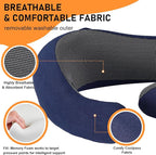 Travel Pillow - Hooded Neck Pillow Airplane Memory Foam Filling for Plane, Office, Cars Sleeping, Road Trip, Long Flights, Airplane Travel Essentials, Includes Eye Mask & Earplugs (Navy)